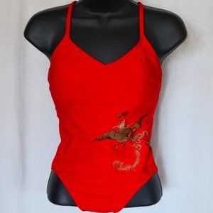 Sexy Red DKNY One-Piece Swimsuit